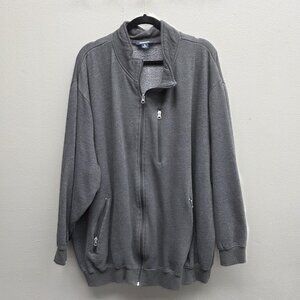 KingSize Full Zip Jacket Mens 4XL Big Gray Fleece Lined Pockets Mock Neck Casual